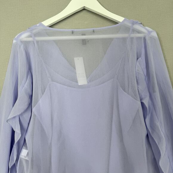 White House Black Market Blouse Womens Small Purple Ruffle Fairy Whimsy Boho Top - Picture 8 of 16